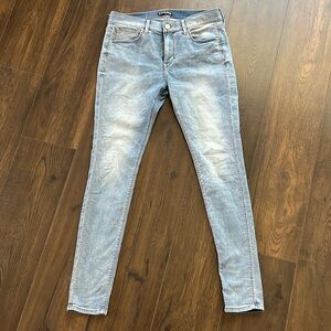 Express Mid-Rise Embroidered Denim Ankle Leggings